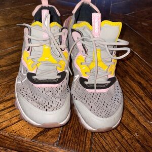 Nike Women's Sneakers in Gray, Yellow, and Pink